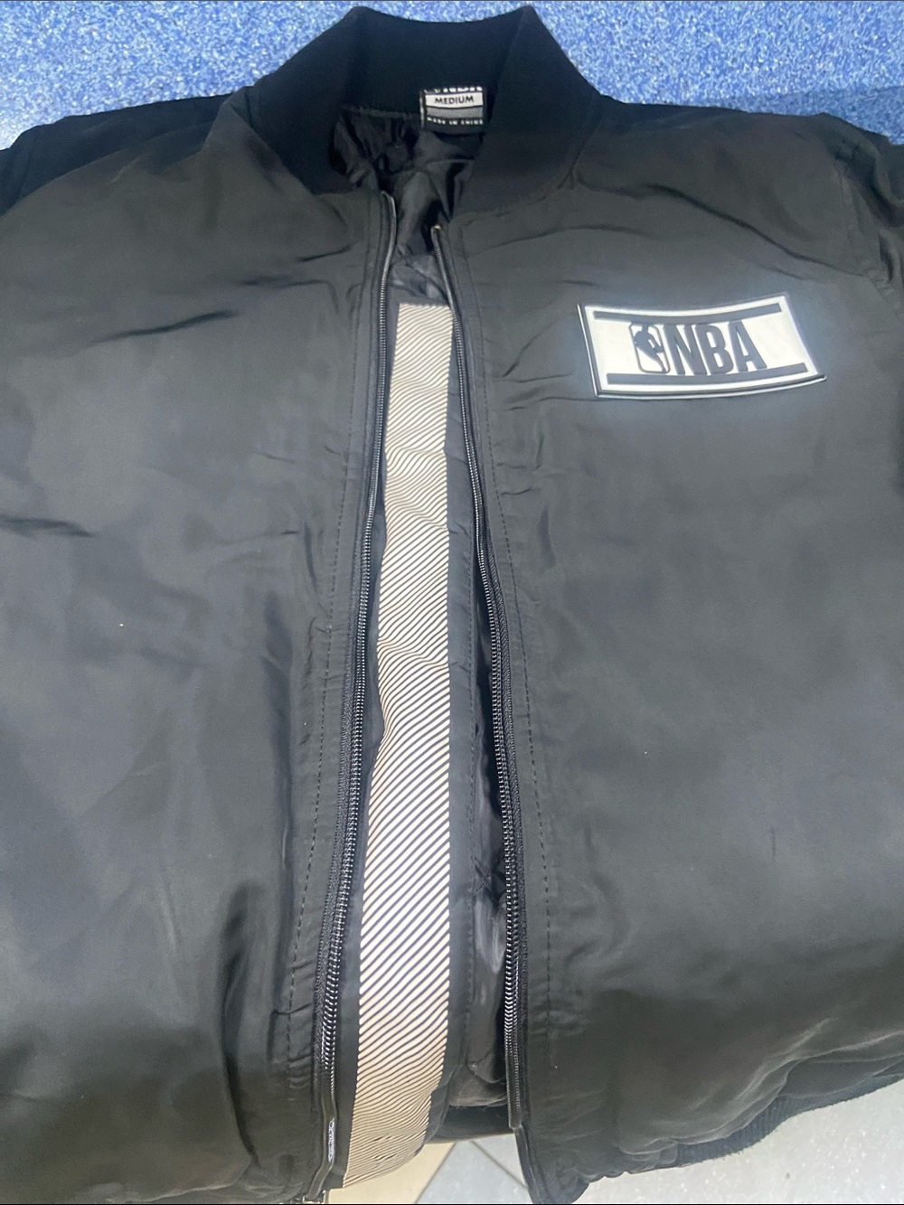 NBA Black Bomber Jacket with Patch Logo